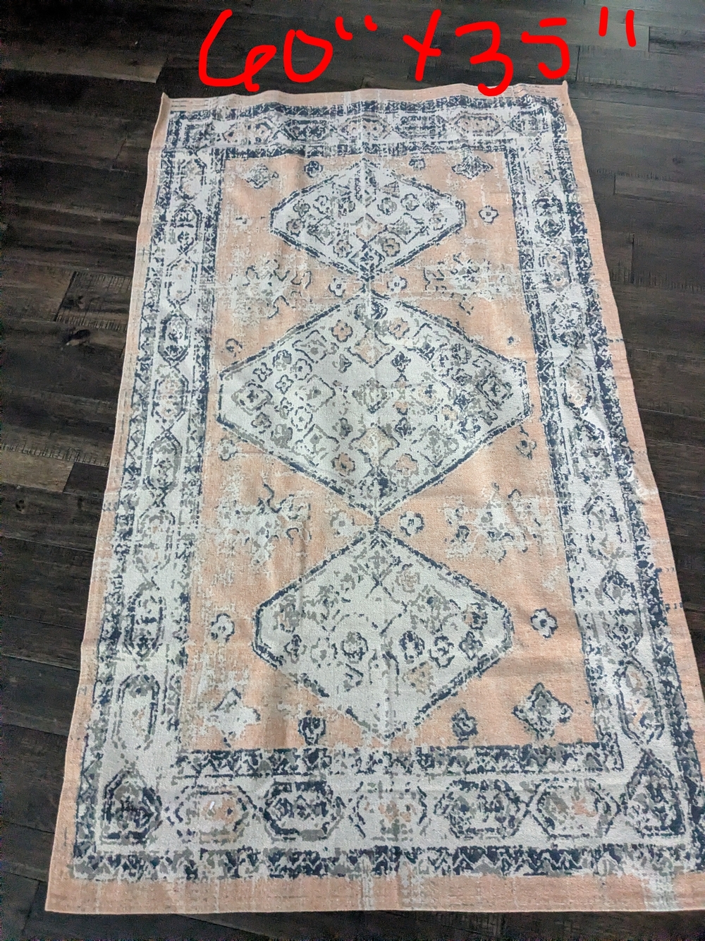 Turkish Peach Gray & Ivory Vintage-Inspired Table Runner